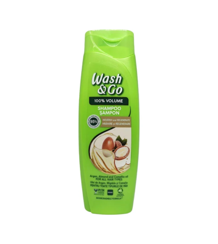 WASH&GO шампоан за коса, Argan, Almond and Camellia oil, 360мл