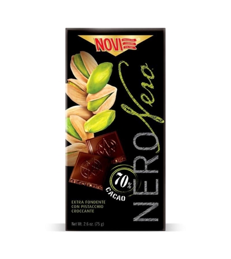Черен шоколад NOVI Nero 70% Pistaccio 75 гр