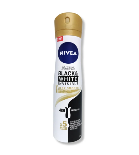 NIVEA дезодорант дамски, Black & white, Invisible, Silky smooth, 150мл
