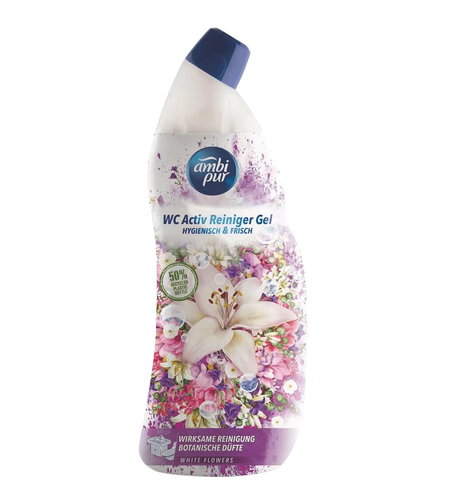 Почистващ гел Ambi Pur White Flowers за тоалетна, 750 мл