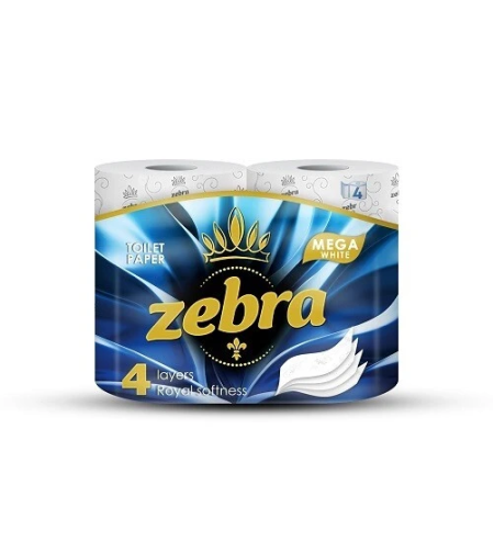 Zebra тоалетна хартия 4 пластова бяла 4бр.