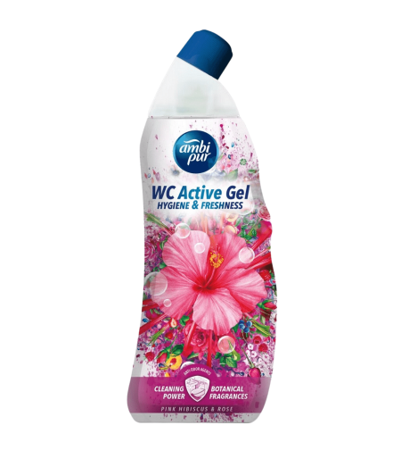 Почистващ гел Ambi Pur Pink Hibiscus & Rose за тоалетна, 750 мл