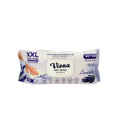 Универсални мокри кърпи с капак ВИОНА, Lavender 100бр.