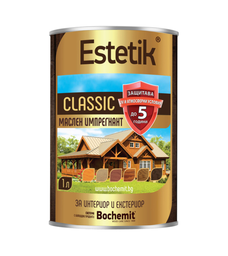 ИМПРЕГНАНТ ЗА ДЪРВО НА МАСЛЕНА ОСНОВА ЦВЯТ БОР 1 L BOCHEMIT ESTETIK