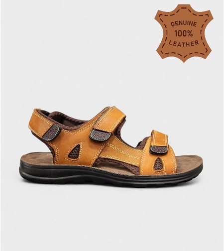 Мъжки кожени чехли в кафяво HM086-1 brown