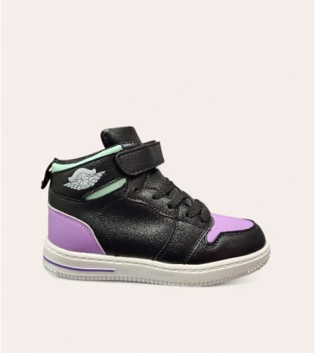 Детски високи кецове за момиче в черно и лилаво 4001-6 purpple