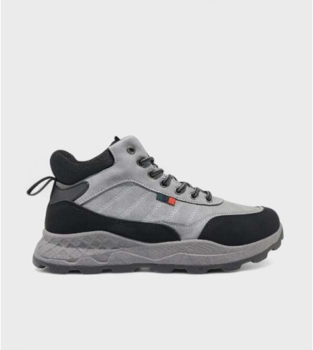 Спортни мъжки боти с връзки и цип в сив цвят M2425-2 Grey