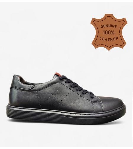 Мъжки спортно елегантни кецове от естествена кожа 656011 black