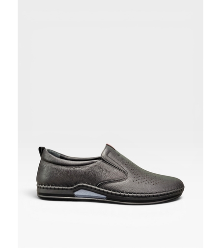 Мъжки обувки от естествена кожа slip-on в черно 7104 black