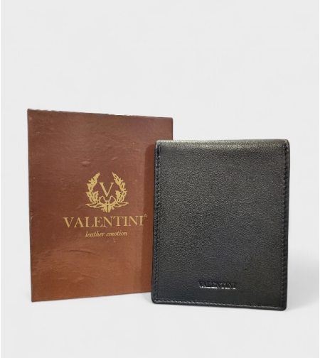 Мъжки портфейл от естествена кожа в черен цвят марка Valentini