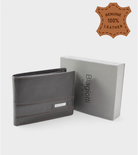 Mъжки портфейл в тъмно кафяв цвят от естествена кожа марка Biagiotti модел: LB7653-04