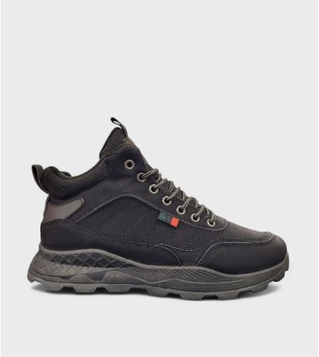 Спортни мъжки боти с връзки и цип в сив цвят M2425-1 Black