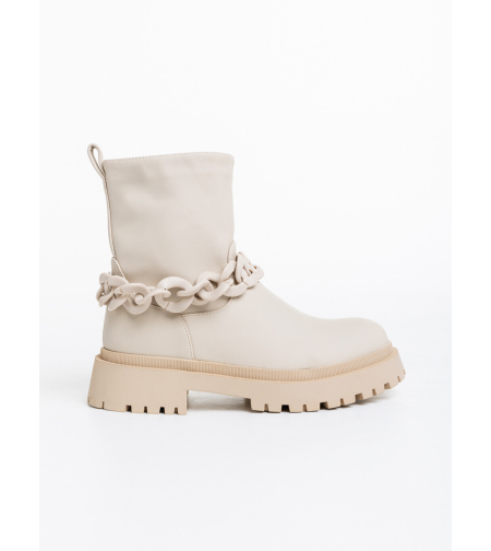 Дамски модни боти в бежов цвят със синджир модел: U9AX96030-1 beige
