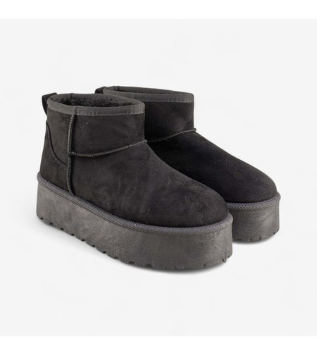 Дамски боти тип UGG на платформа в черно BD2908-1 black