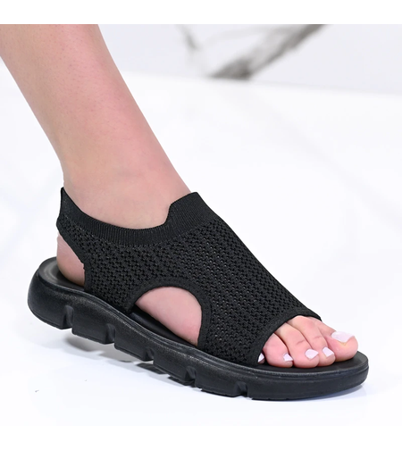 Дамски спортни сандали от плетена материя в черно D2433-1 all black