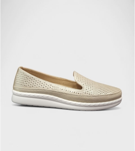 Модни дамски лоуфъри с перфорации A2373-3 beige