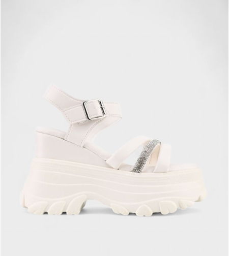 Дамски сандали с масивна платформа и декоративен акцент – 1055 WHITE