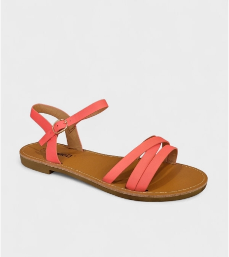 Дамски летни сандали с фини каишки и равна подметка – R16P0893-1 Fuxia