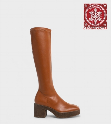 Дамски чизми с квадратен ток 2DB-2048 camel