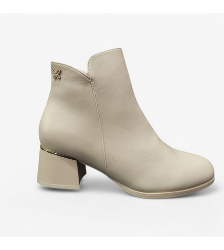 Дамски елегантни боти на ток в бежово B4162-2 beige