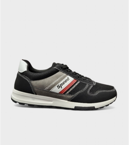 Мъжки спортни маратонки Speed в черно и сиво – 933 black