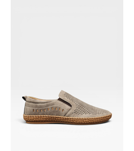 Мъжки мокасини  с перфорация в кафяво-бежово S573-3 Khaki