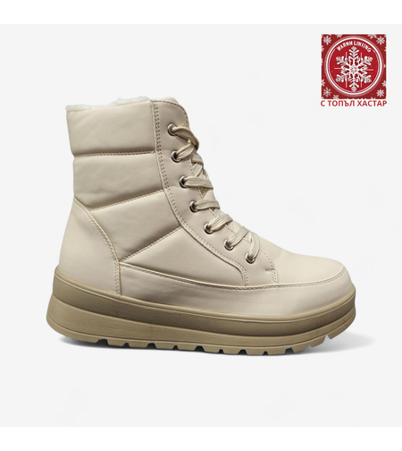 Дамски зимни боти с топъл хастар в бежово b1103-2 beige