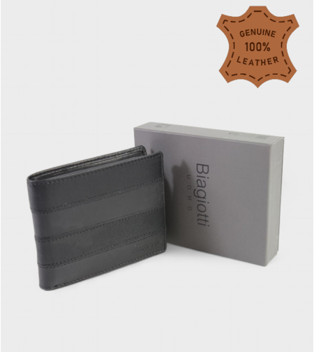 Мъжки портфейл от естествена кожа в черен цвят марка Biagiotti модел: LB765-04 черно