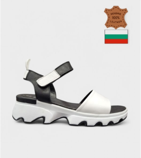 Модерни черно-бели сандали от естествена кожа с платформа 226206-1531 nero-white