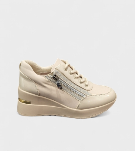 Елегантни дамски маратонки на платформа в бежов цвят А4355-2 beige