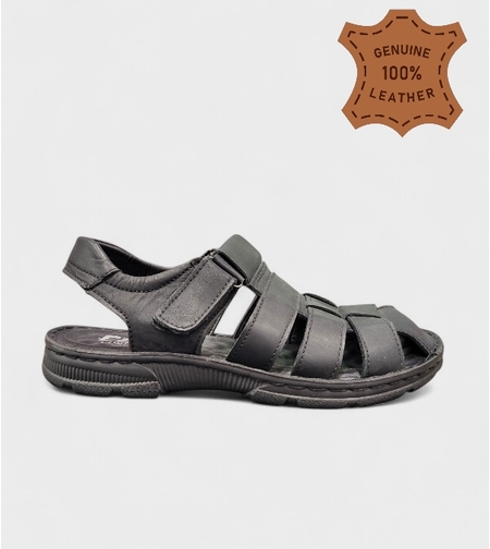 Мъжки кожени сандали в черно K123-1 black