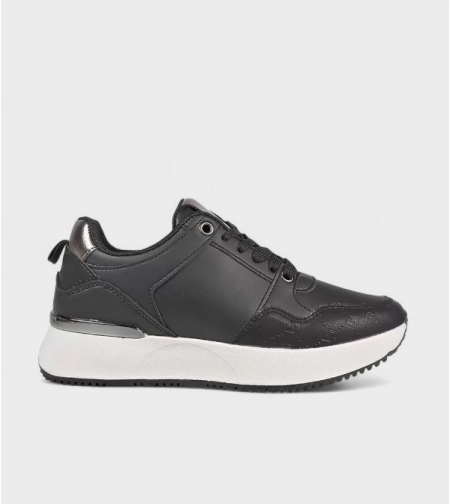Модерни черни дамски маратонки с ефектни детайли W014250 Black