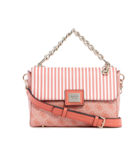 Guess Candace Satchel Handbag Women Ss20 Coral