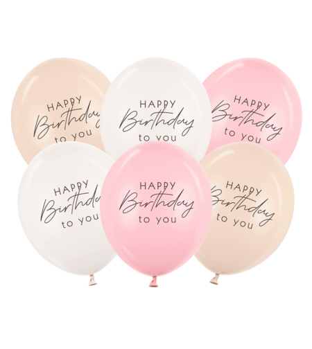 Латексови балони Happy Birthday – розови и NUDE нюанси
