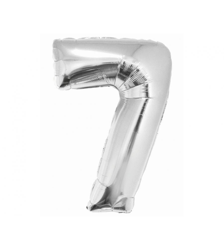 Фолиев балон - цифра 7 - сребро - 76см