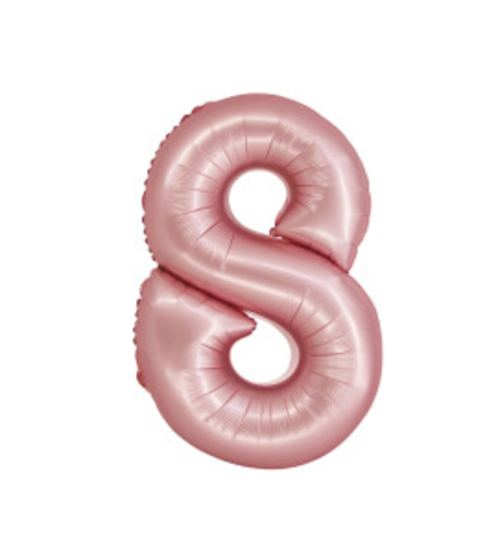 Фолиев балон - цифра 8 - розово злато - 76см