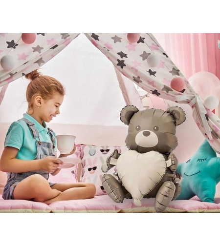 Фолиев балон - Мече със сърце - 55cм