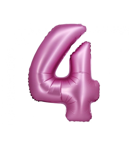 Фолиев балон - цифра 4 - розов - 76см