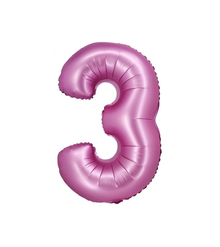 Фолиев балон - цифра 3 - розов - 76см
