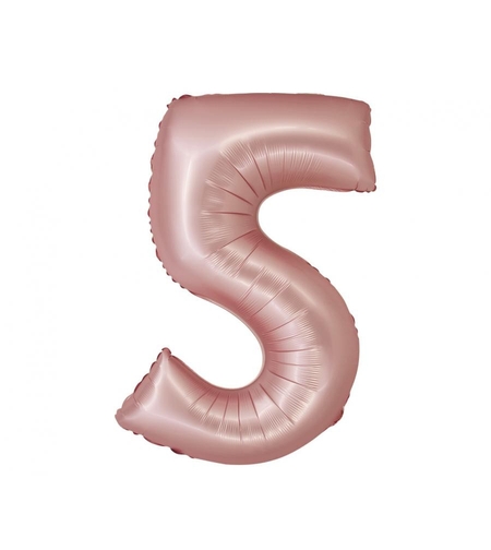 Фолиев балон - цифра 5 - розово злато - 76см