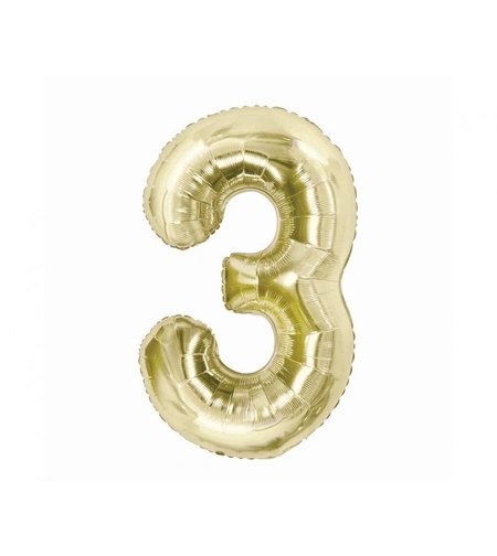 Фолиев балон - цифра 3 - Шампанско - 95 см