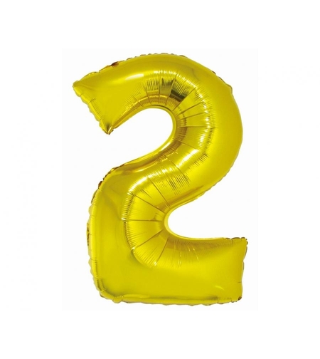 Фолиев балон - цифра 2 - злато - 76см