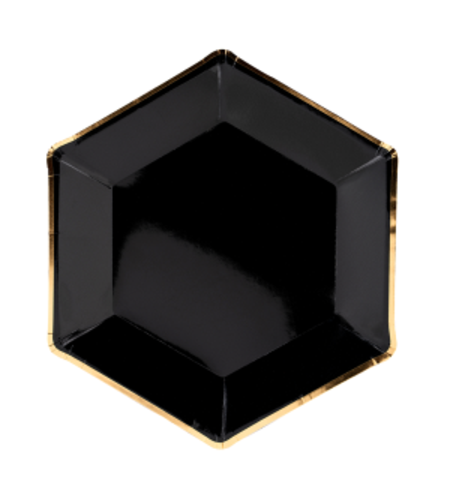 Ромбовидни парти чинийки, черни със златен кант