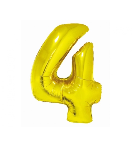 Фолиев балон - цифра 4 - злато - 76см