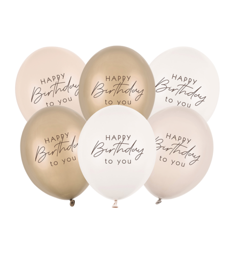 Латексови балони Happy Birthday – злато и Nude нюанси