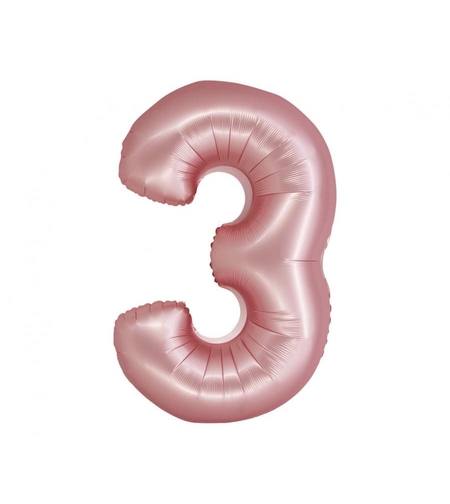 Фолиев балон - цифра 3 - розово злато - 76см