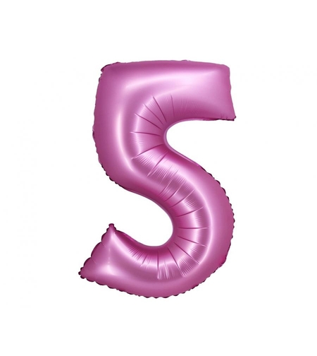 Фолиев балон - цифра 5 - розов - 76см