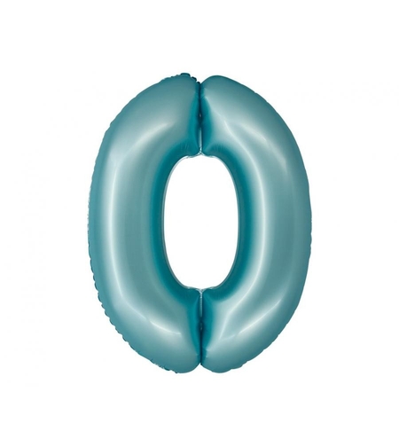 Фолиев балон - цифра 0 - светло син - 76см