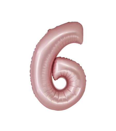 Фолиев балон - цифра 6 - розово злато - 76см