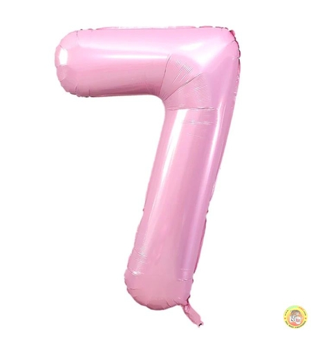 Фолиев балон цифра 7, 80см - БЕБЕШКО РОЗОВО